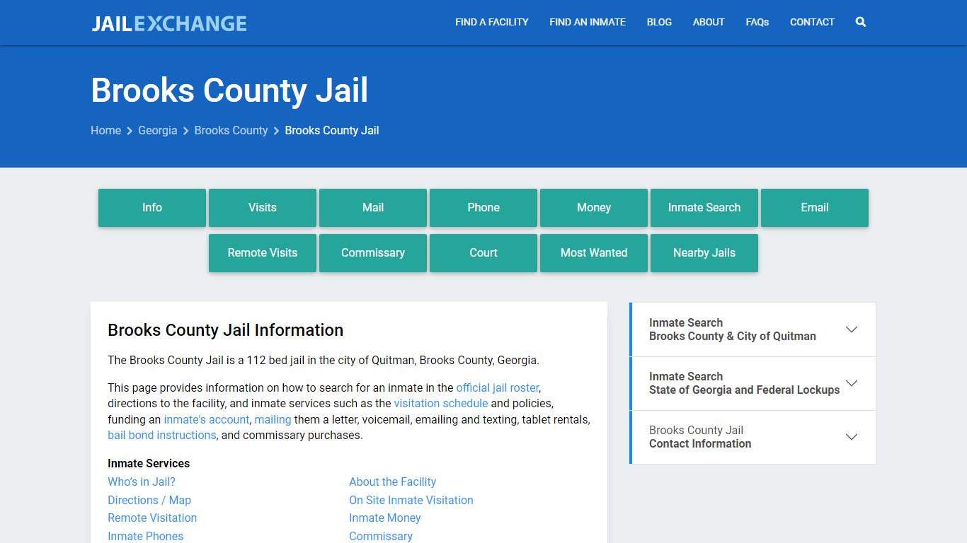 Brooks County Jail, GA Inmate Search, Information